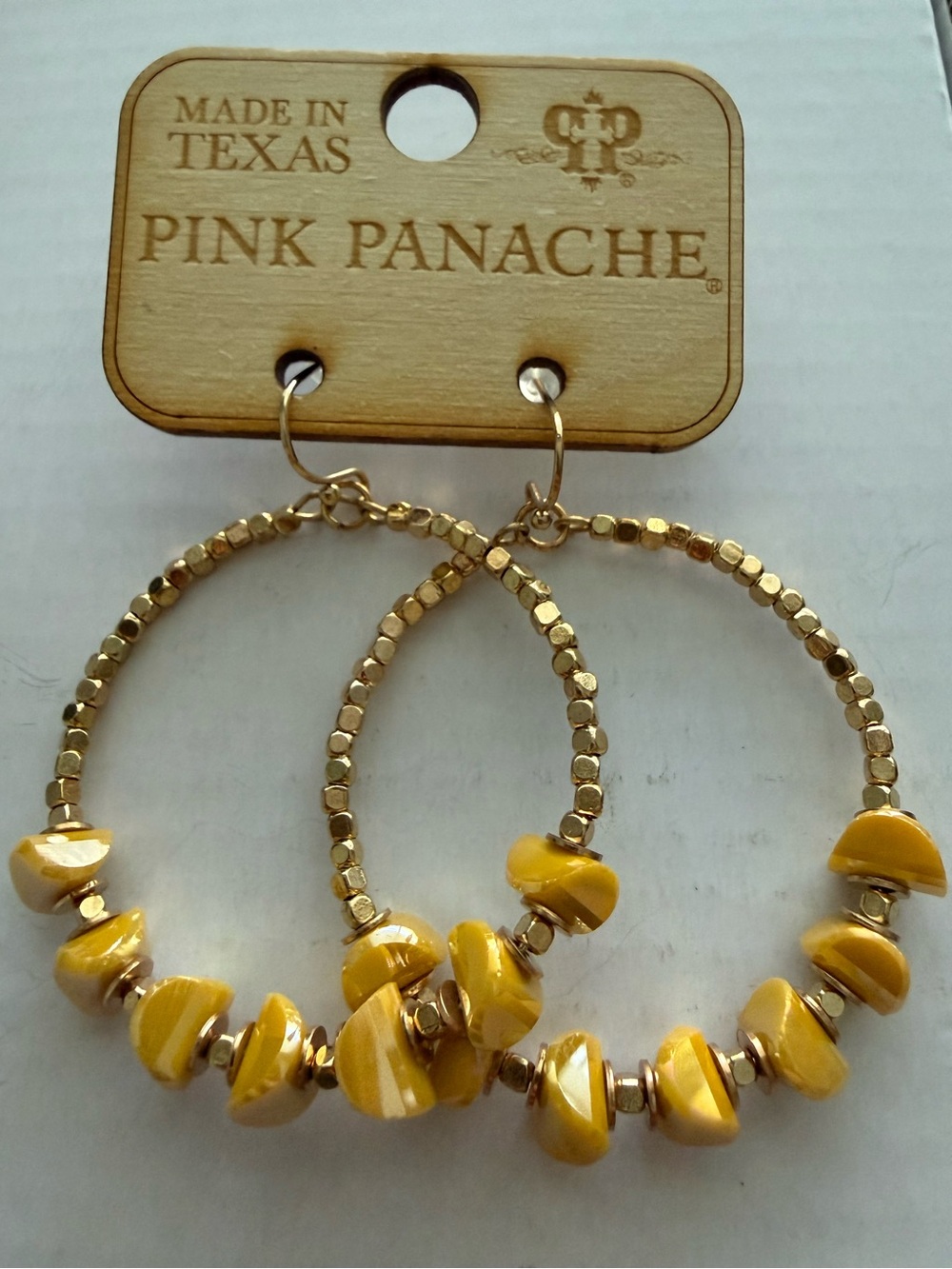 Pink Panache Stone Circle Gold Hoop Earrings - Yellow * NWT